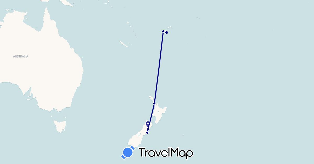 TravelMap itinerary: driving in Fiji, New Zealand (Oceania)